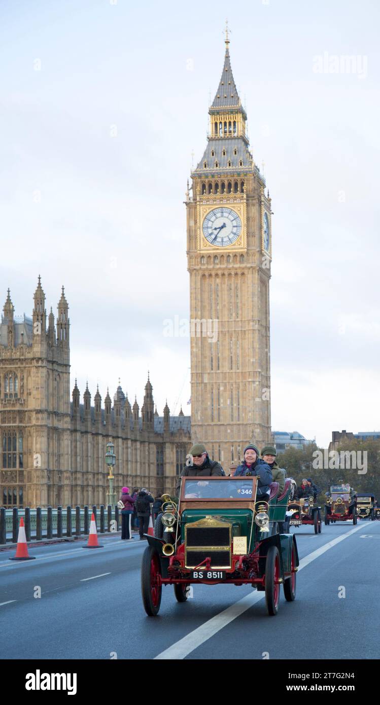 Participant 346 1904 Maxwell London à Brighton Veteran car Run Westminster Bridge London Banque D'Images