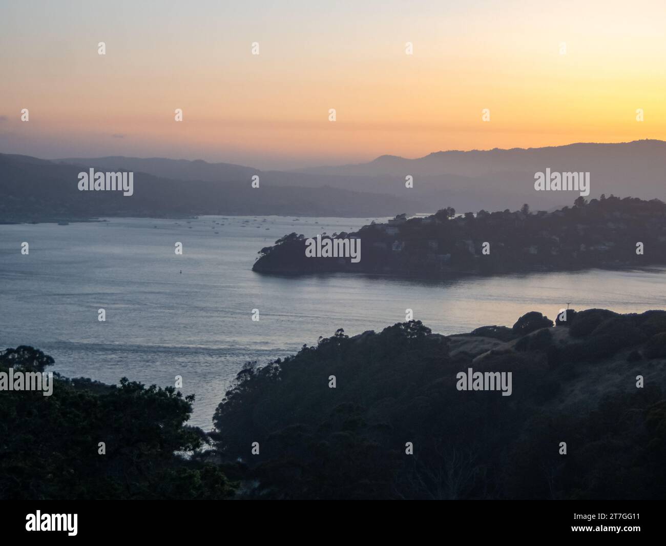 Coucher de soleil sur Tiburon Peninsula baie de San Francisco Banque D'Images