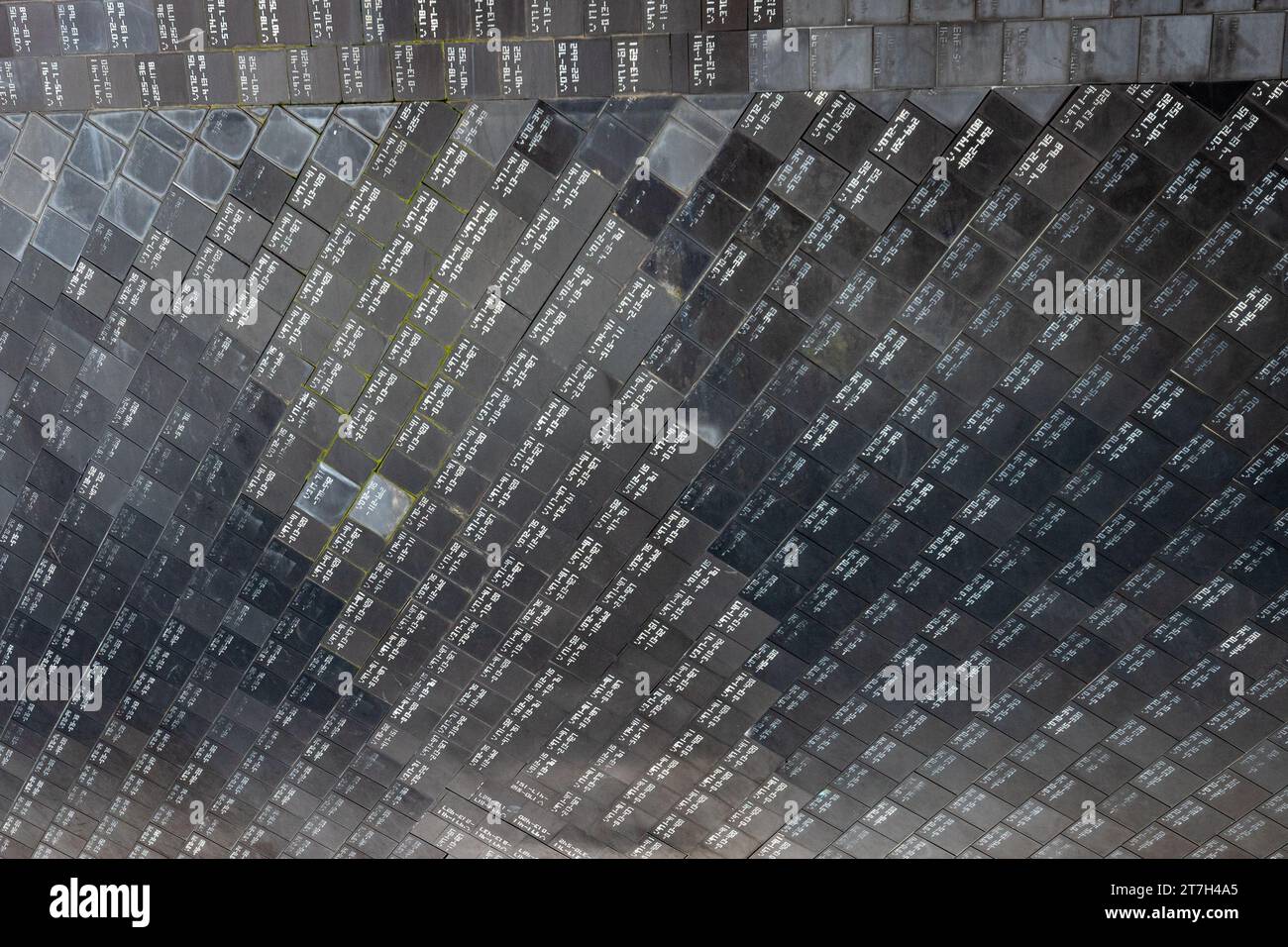 Tuiles résistantes à la chaleur sur l'extérieur du nez de la navette spatiale, Houston, Texas, USA Banque D'Images