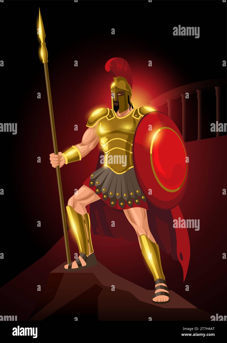 La série d'illustrations vectorielles de dieu grec et de déesse, Ares, est le dieu grec de la guerre. Il est l'un des douze Olympiens, et le fils de Zeus et de Hera Illustration de Vecteur
