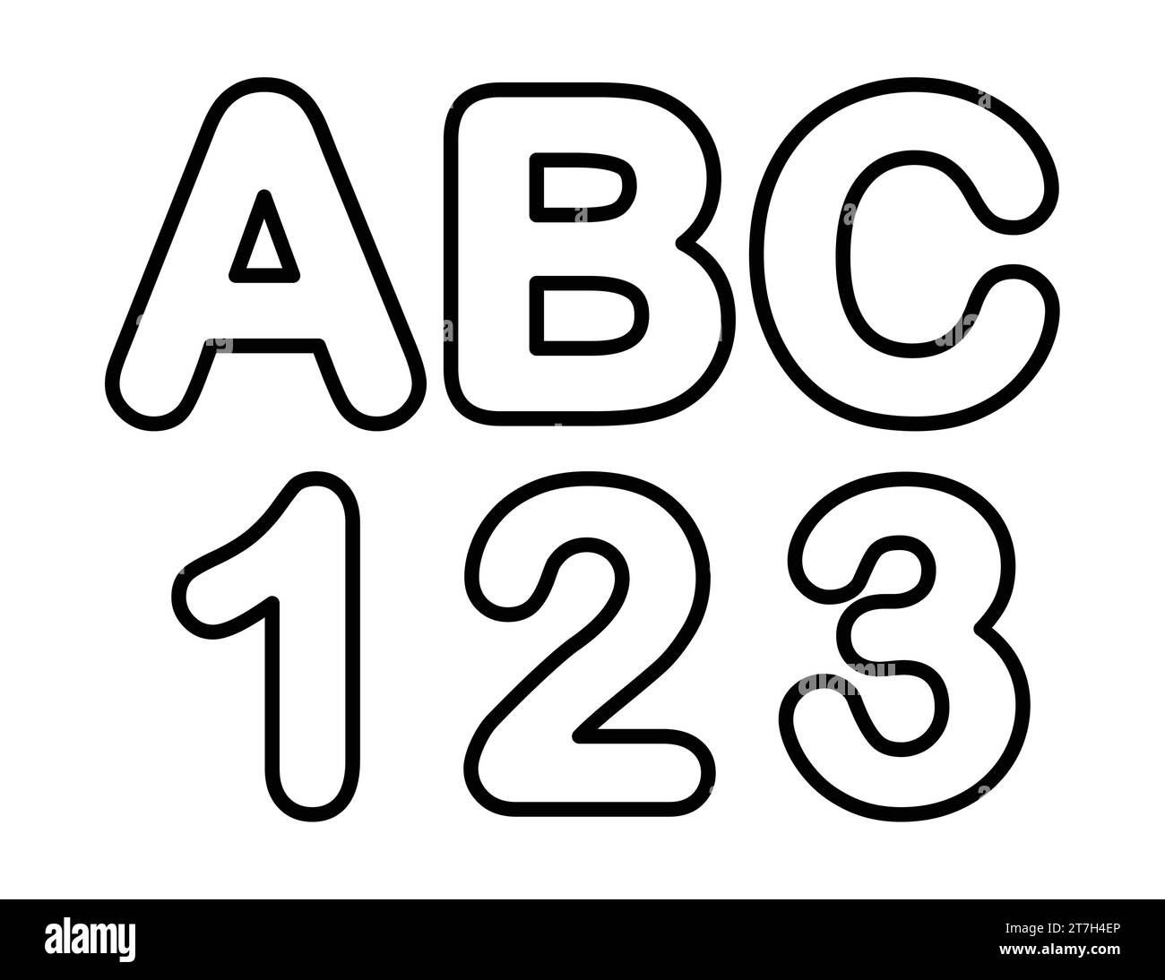 Un deux trois et Un B C Numéro et lettre Coloriage page pour les enfants Illustration de Vecteur