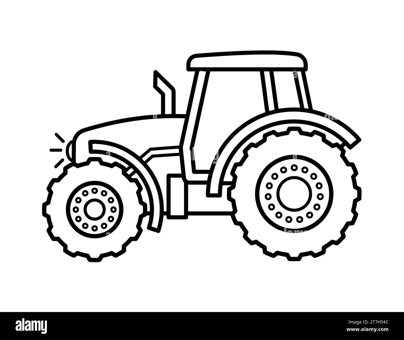 Page de coloriage de tracteur agricole pour les enfants Illustration de Vecteur