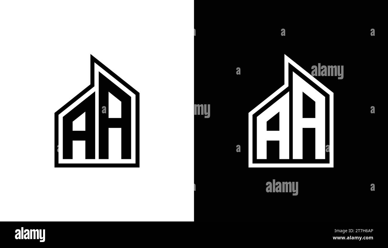 Modèle de conception de logo de vecteur de bâtiment de lettre AA. Lettre AA logo immobilier. Lettre AA monogramme logo. Illustration de Vecteur