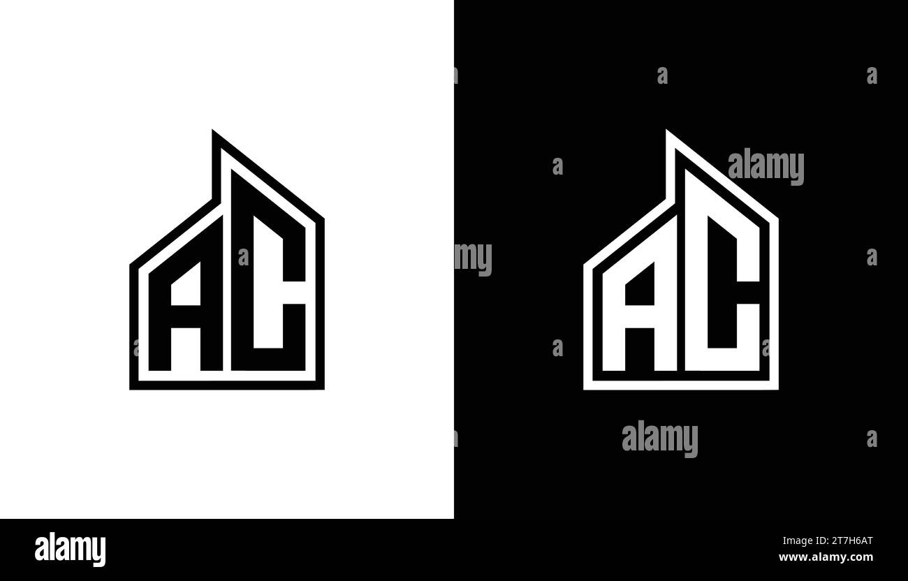 Modèle de conception de logo de vecteur de bâtiment de lettre AC. Lettre AC logo immobilier. Logo monogramme lettre AC. Illustration de Vecteur