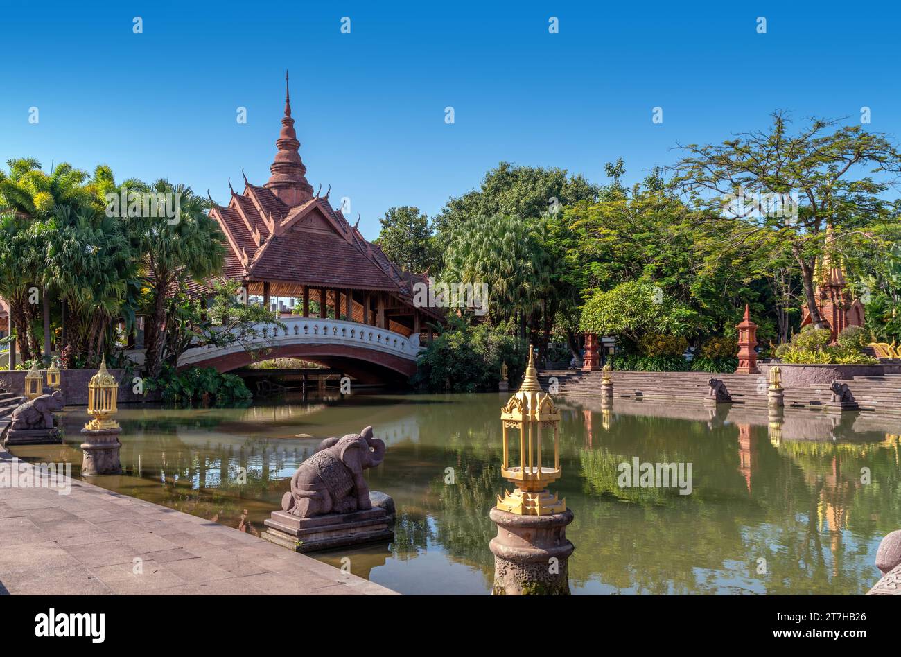 Architecture de style Dai à Xishuangbanna, Yunnan, Chine. Banque D'Images