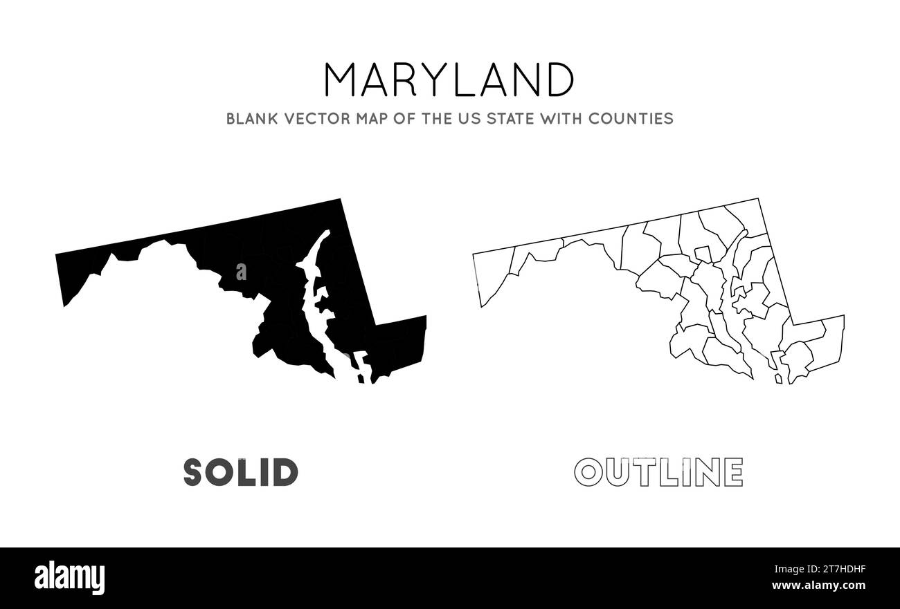 Carte du Maryland. Carte vectorielle vierge de l'état des États-Unis avec les comtés. Borders of Maryland pour votre infographie. Illustration vectorielle. Illustration de Vecteur