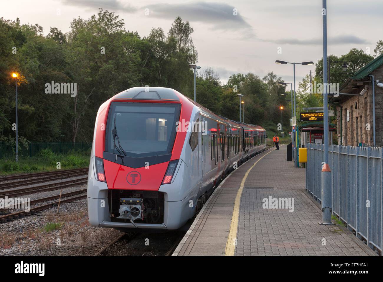 Transport pour le pays de Galles classe 231 Stadler FLIRT DMU train 231009 à Rhymney terminus de la ligne de chemin de fer de la vallée de Rhymney, sud du pays de Galles, Royaume-Uni Banque D'Images