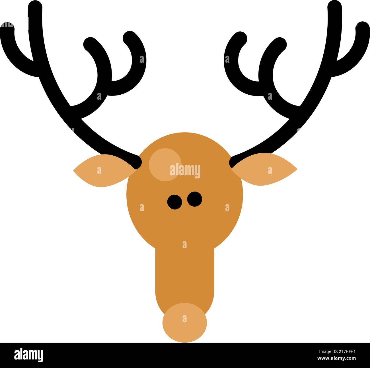 Symbole de luxe de tête de cerf drôle avec de gros bois. Symbole de Noël dans le style Boho. Icône vectorielle festive du nouvel an isolée sur fond blanc pour la décoration Illustration de Vecteur