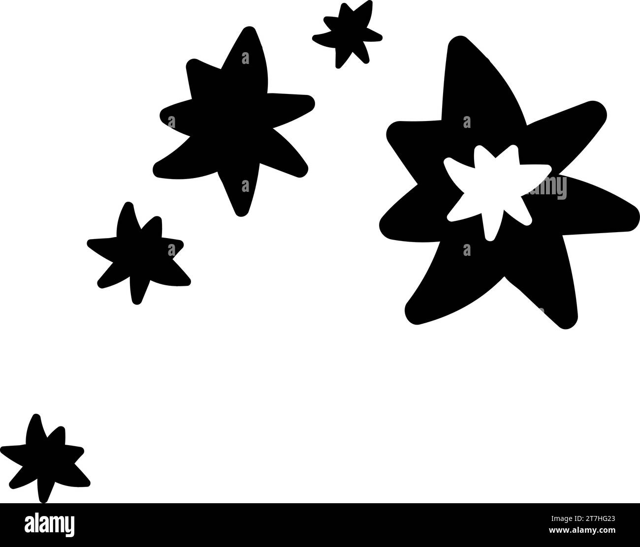 Doodle silhouette de feux d'artifice confettis et étincelles, élément de décoration de festival d'hiver. Feux d'artifice confettis, symbole de fête d'hiver. Forme noire simple Illustration de Vecteur