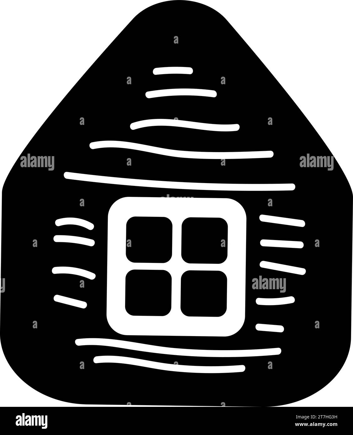 Silhouette Doodle de cabane en bois de conte de fées, élément de décoration de festival d'hiver. Symbole de vacances de maison rurale simple. Forme noire simple vecto à main levée Illustration de Vecteur