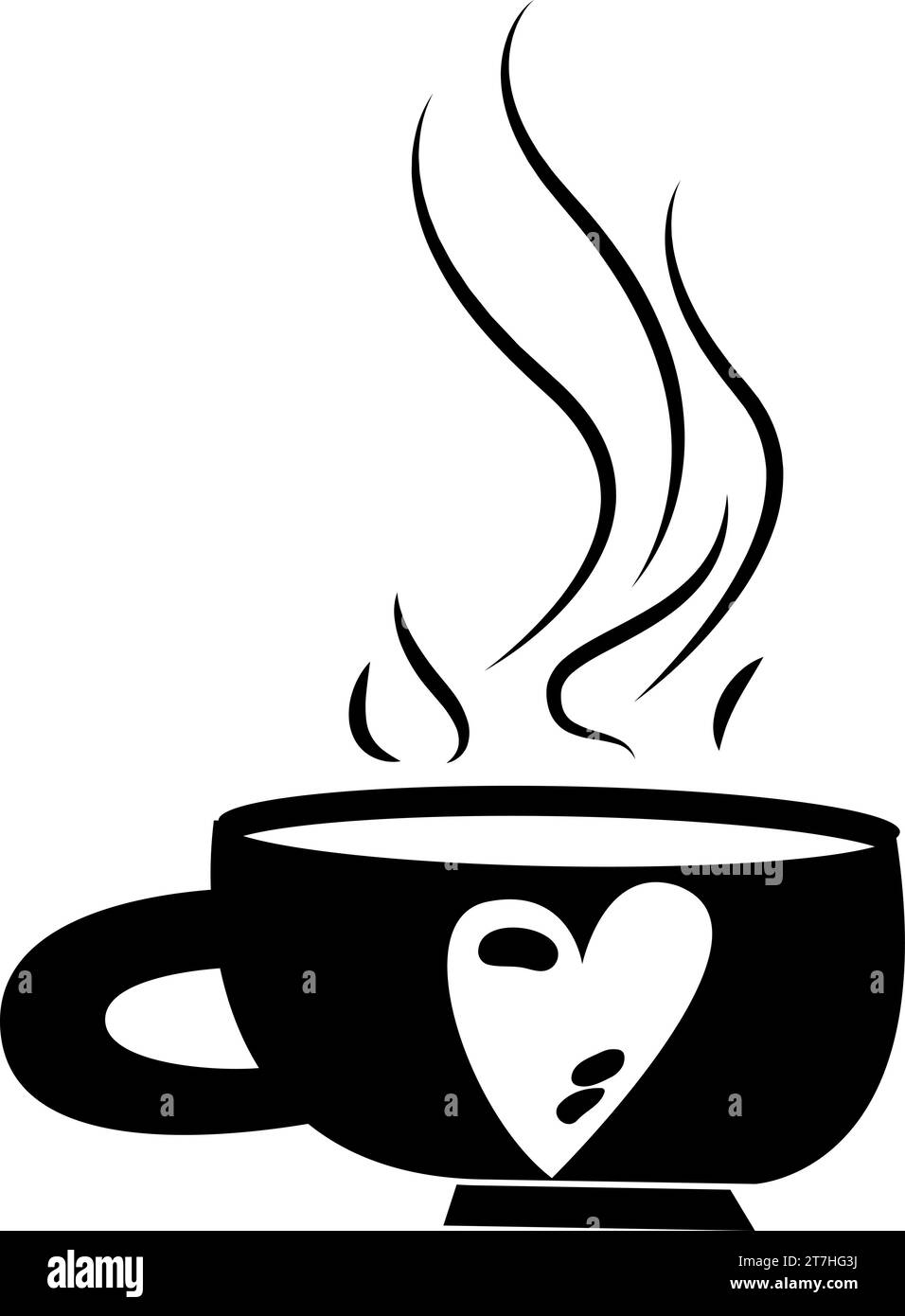 Doodle silhouette de tasse de cacao chaud, élément du dîner de festival d'hiver. Tasse à café boisson d'hiver. Icône vectorielle à main levée de forme noire simple isolée sur Illustration de Vecteur