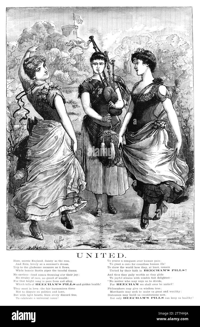1889 publicité victorienne britannique pour les pilules de Beecham. Banque D'Images