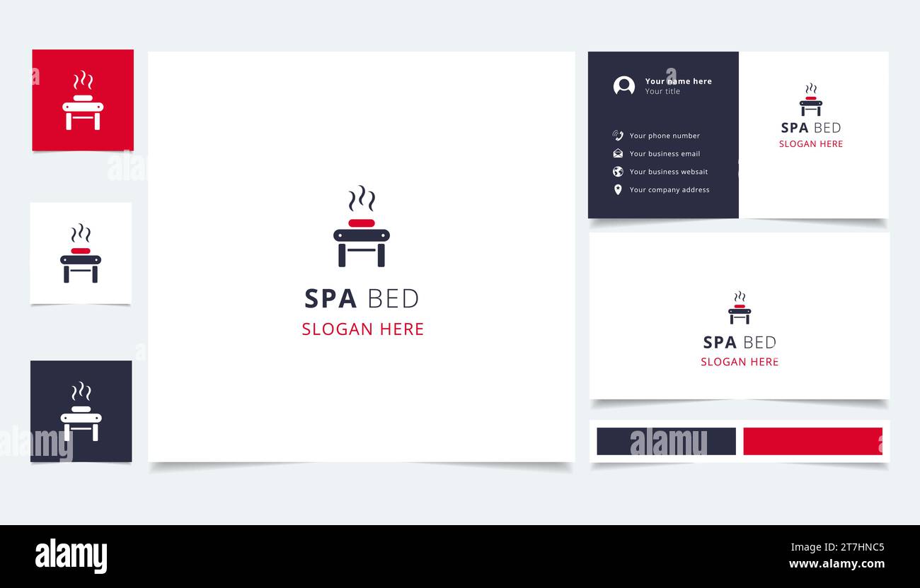 Logo de lit spa avec texte modifiable. Modèle de livre de marque et de carte de visite. Illustration de Vecteur