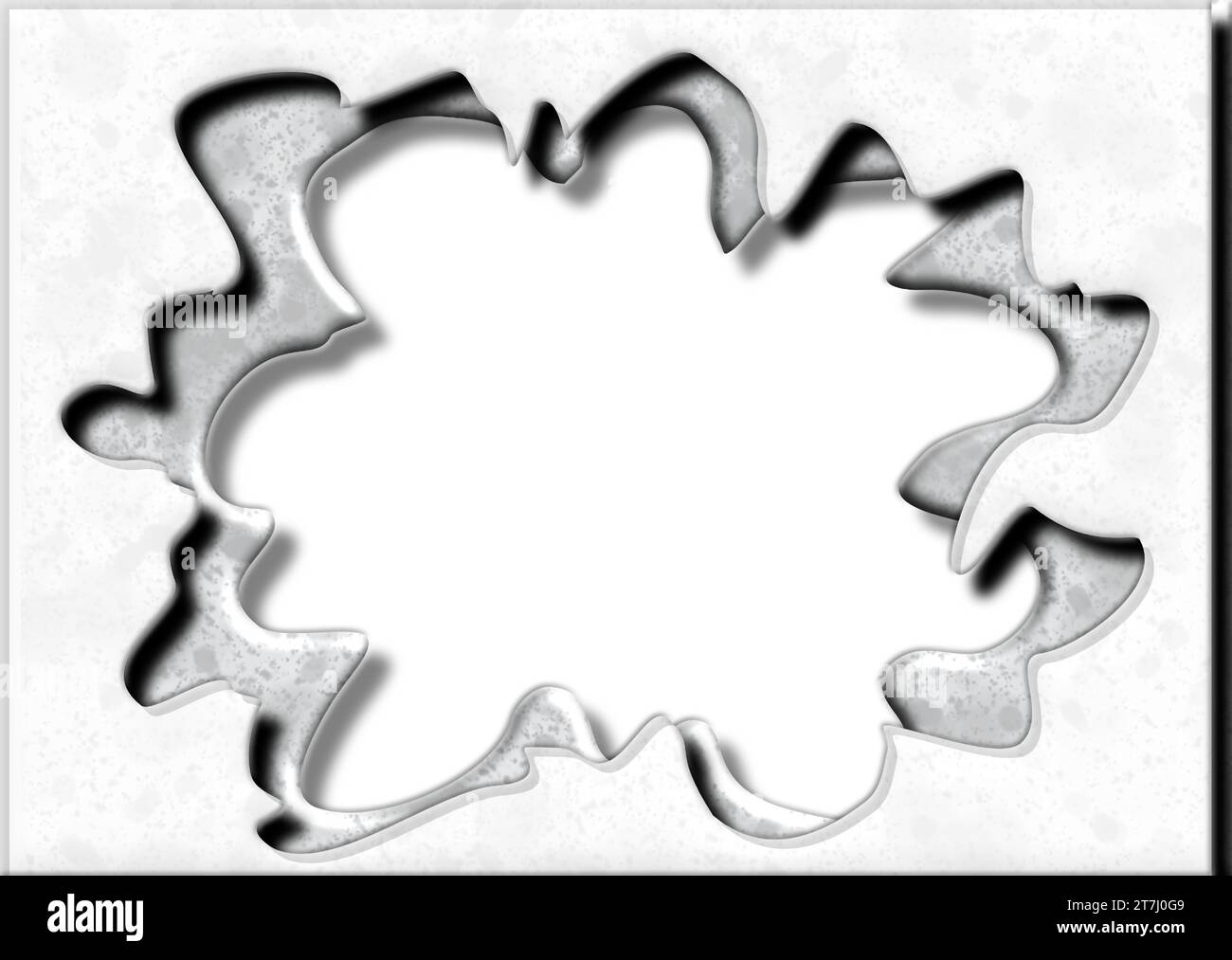 cadre en relief tridimensionnel, effet métal liquide, centre vide, idéal pour les cartes postales et les cartes de vœux, les photos. conception vectorielle. blanc et gris clair Illustration de Vecteur