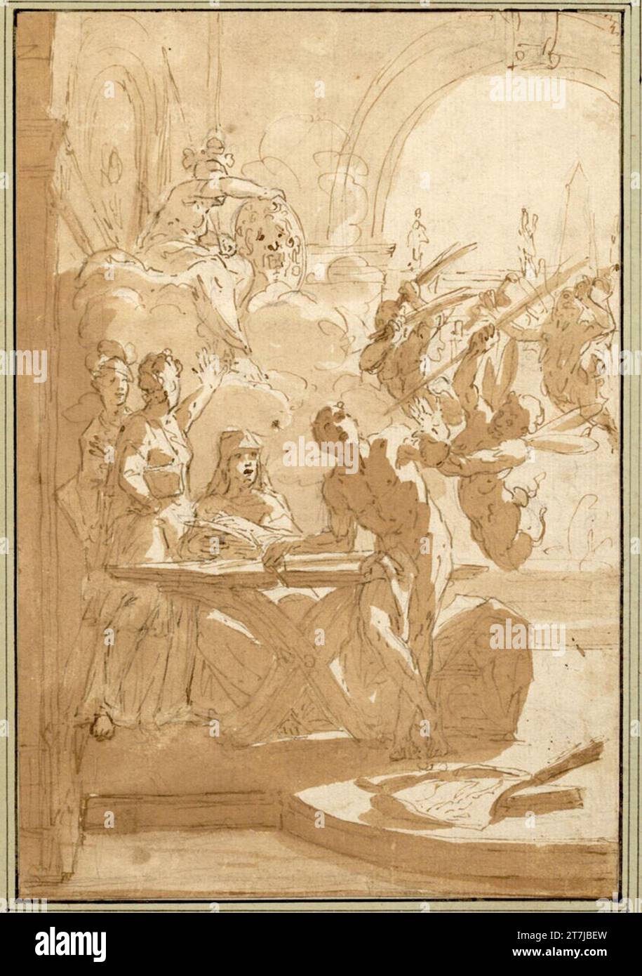 Giovanni Antonio Pellegrini Allegory sur la décision entre vertu et vice . Poignée en plomb ; plume ; lavée Banque D'Images