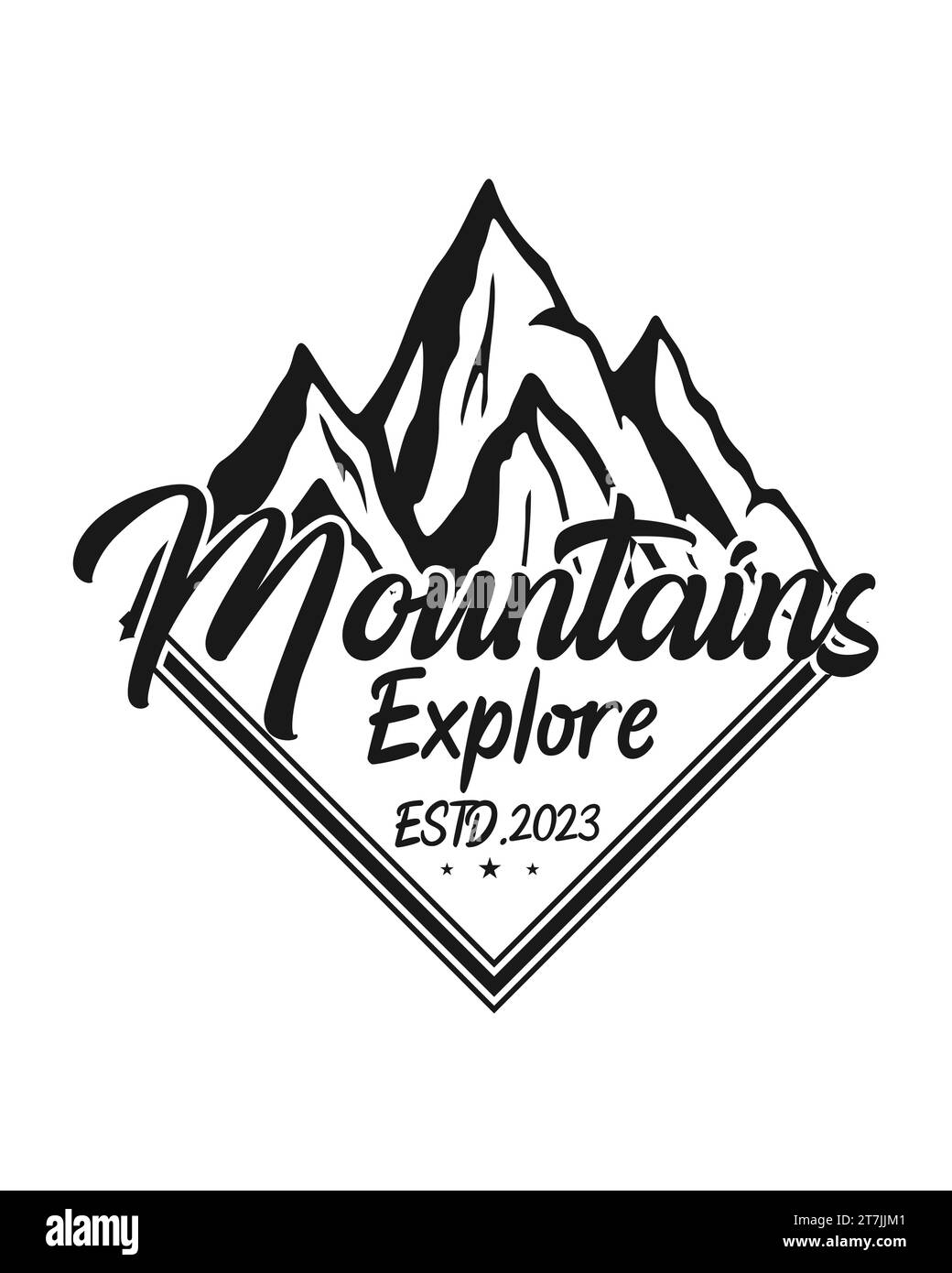 Aventure attend Mountain Peaks, pins et vibrations de randonnée, conception de T-shirt de randonnée, tee-shirt de randonnée Illustration de Vecteur