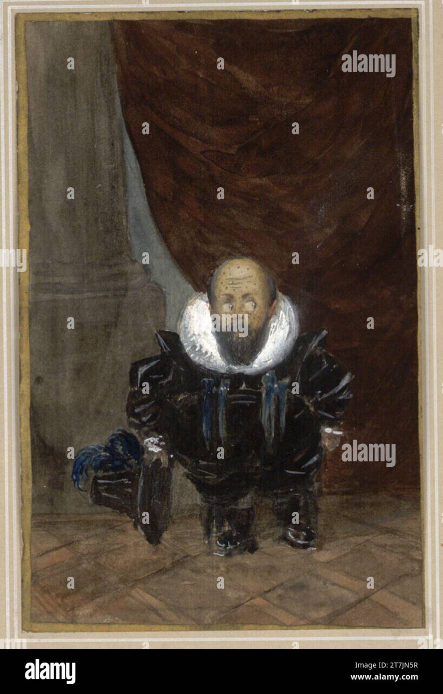 Friedrich König Peintre Böhm dans le costume du 17e siècle. Peinture à la gouache Banque D'Images