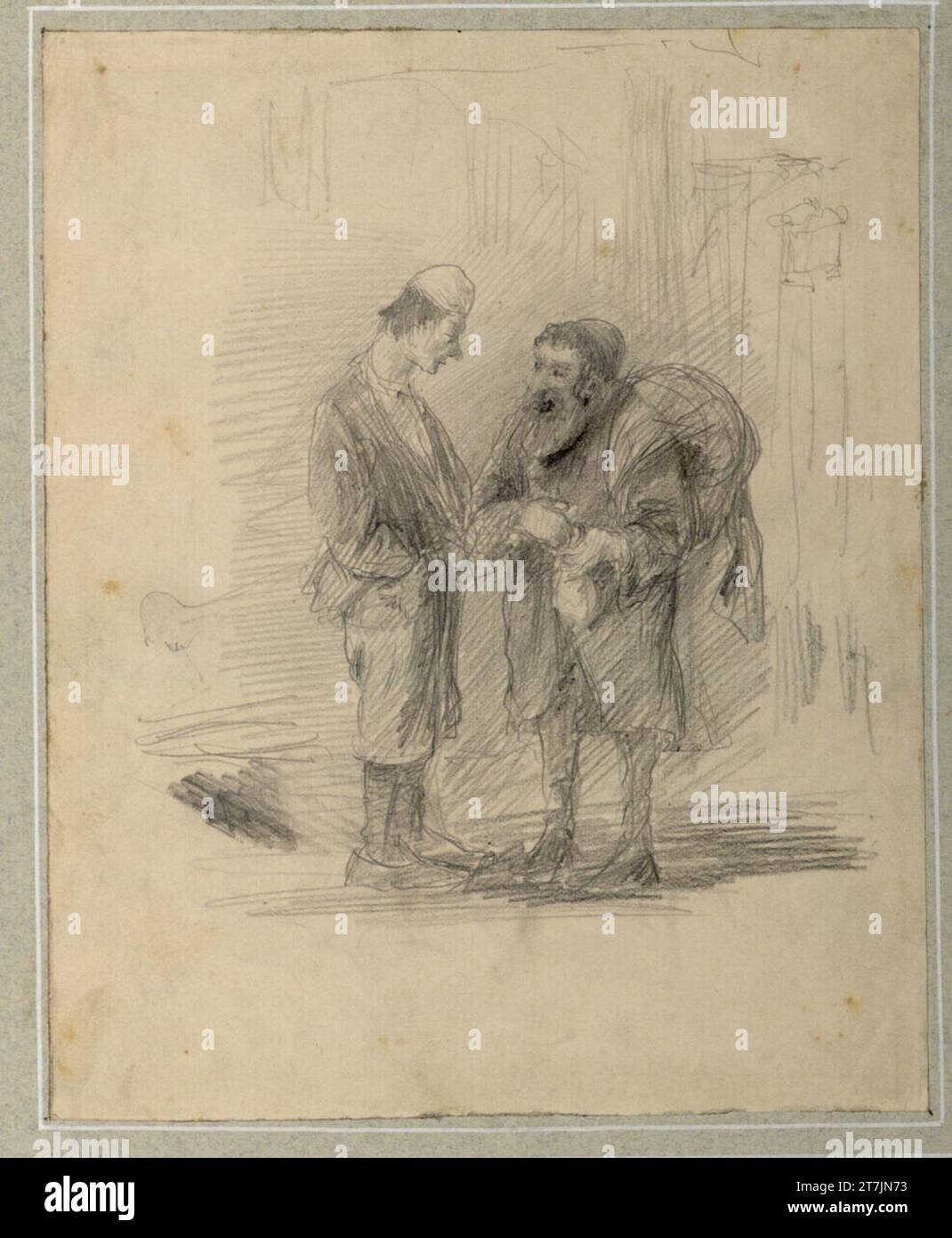 Friedrich König paysan et juif commerçant. Crayon Banque D'Images