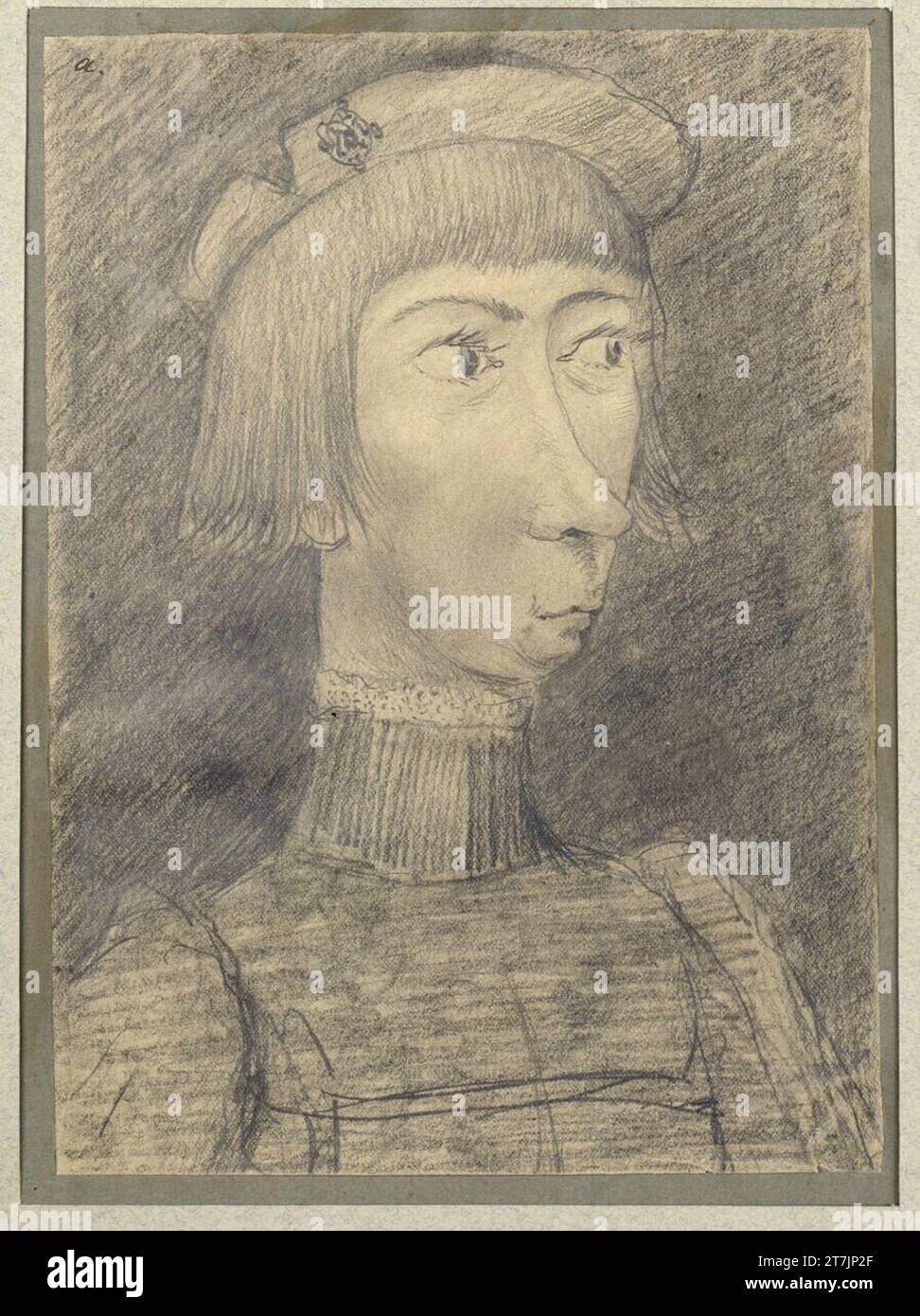 Leopold Stolba le jeune homme du début du 16e siècle (caricature). Crayon Banque D'Images