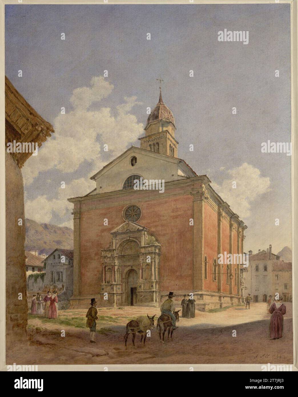 Jakob Alt l'église de Santa Maria Maggiore à trente (feuille de boîte de peep). Aquarelle, blanc gratté augmente (traces d'un dessin au crayon) 1844, 1844 Banque D'Images