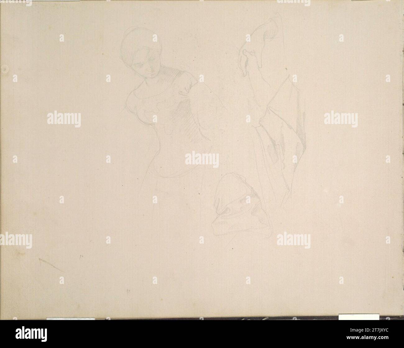 Moritz von Schwind différents croquis. Crayon vers 1860 Banque D'Images