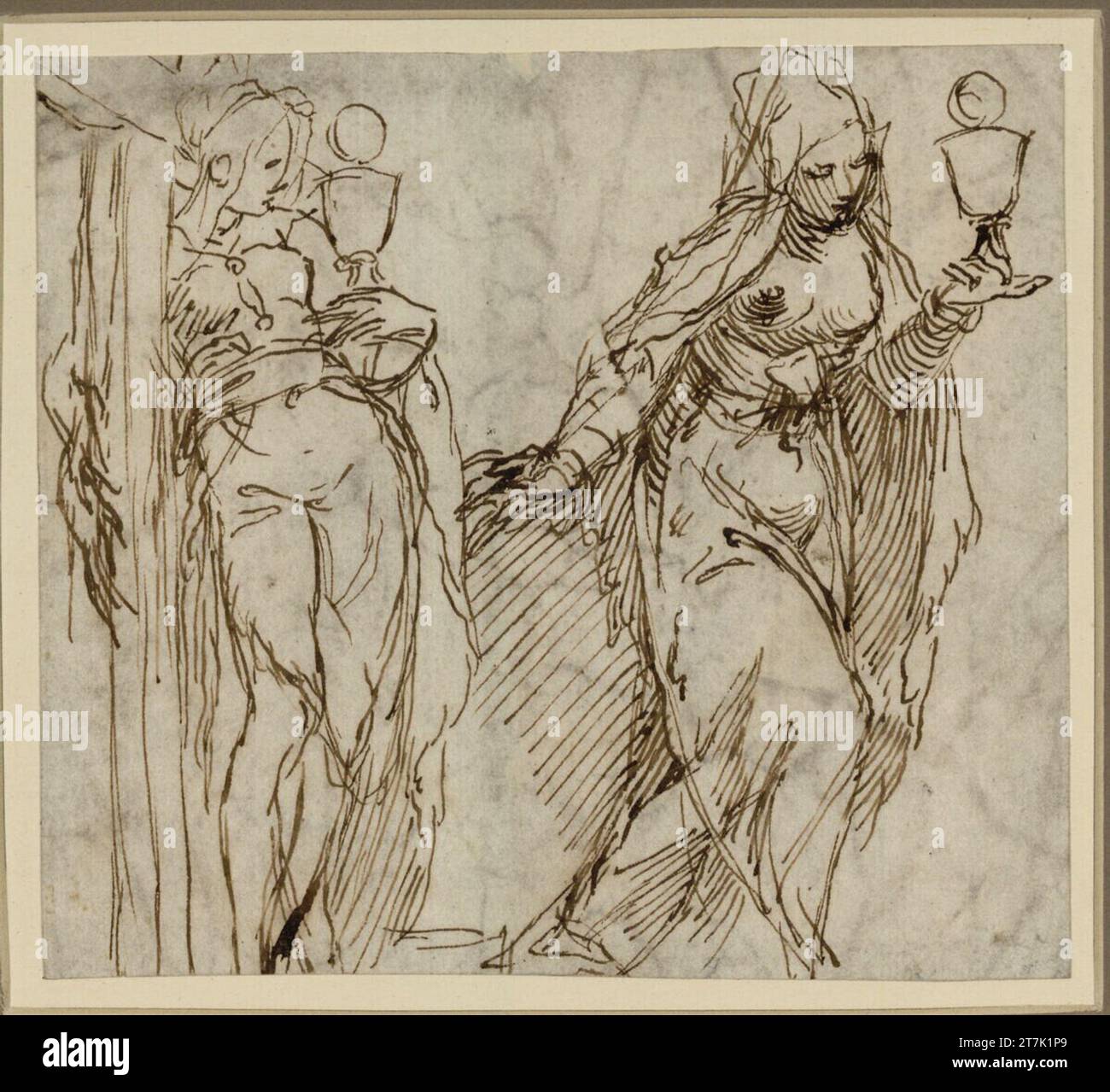 Alessandro Maganza deux dessins pour a Fides. Encre, plume Banque D'Images