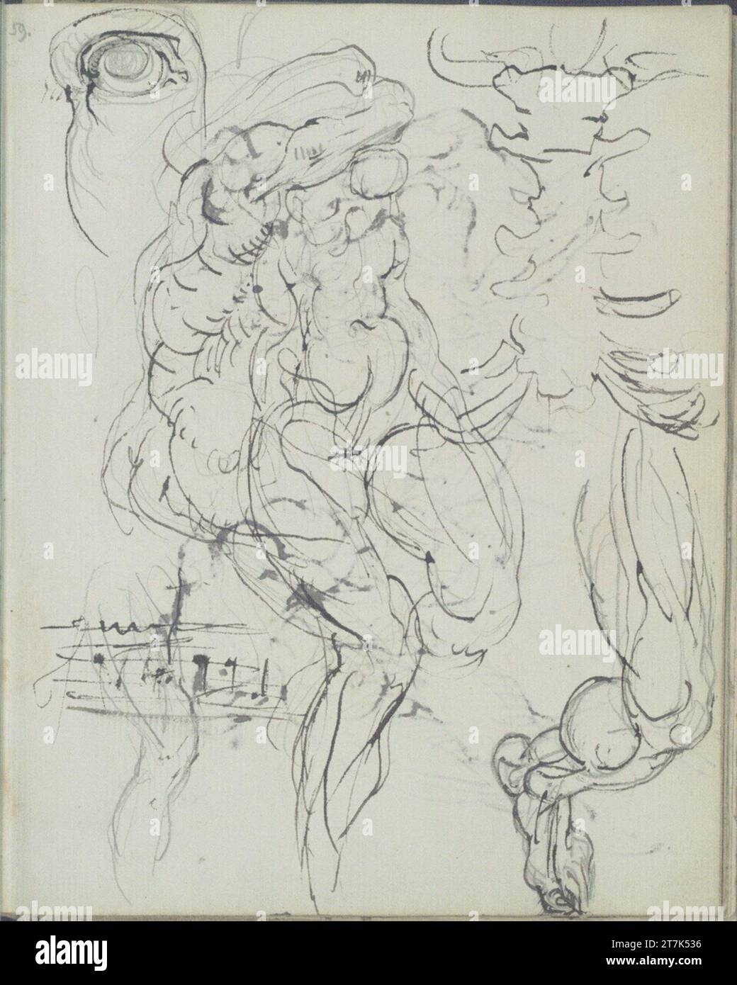 George Minne différents croquis. Stylo, crayon 1888, 1888 Banque D'Images