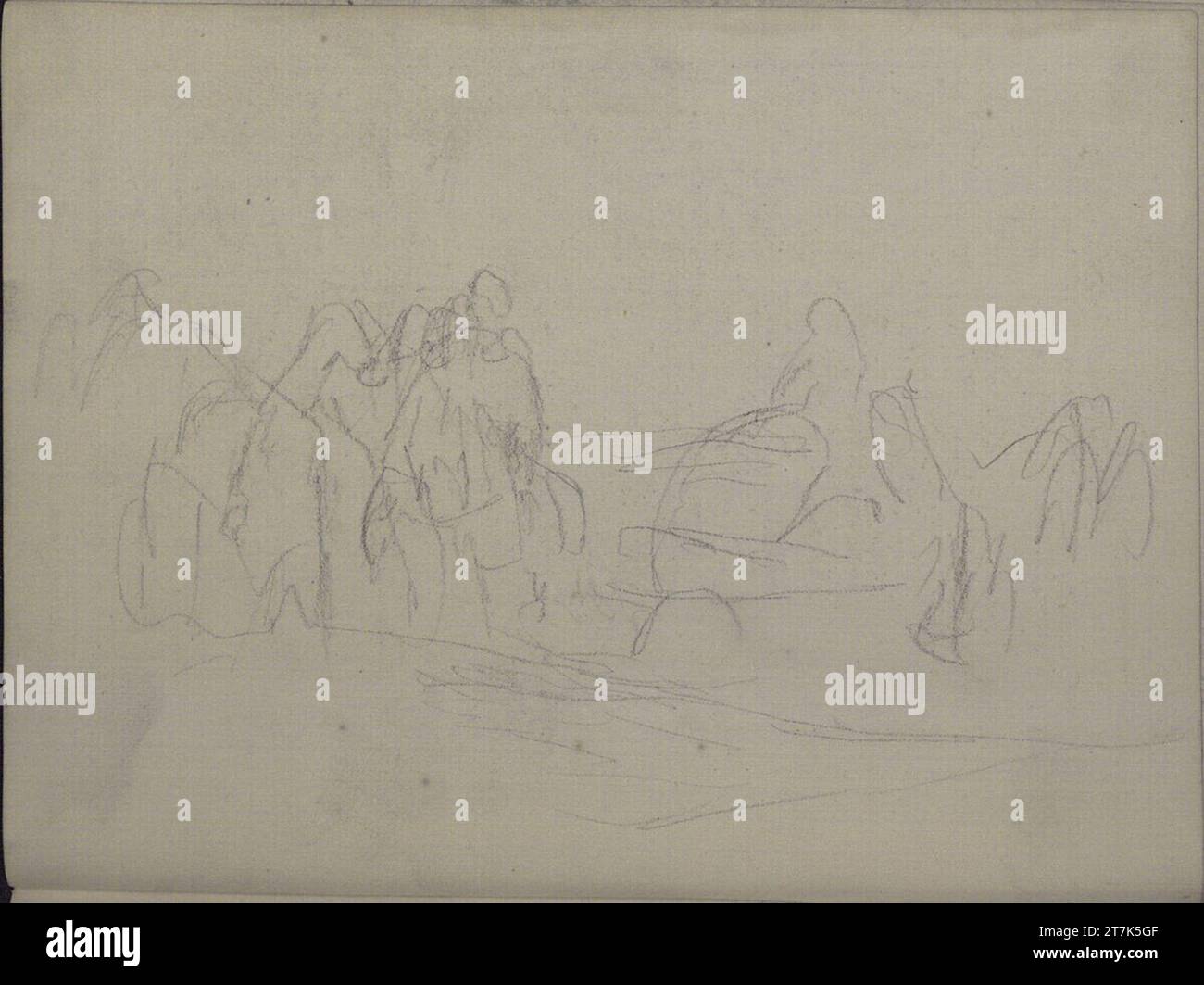 Teutwart Schmitson esquisse d'un wagon . Crayon 1858-63, 1858/1863 Banque D'Images