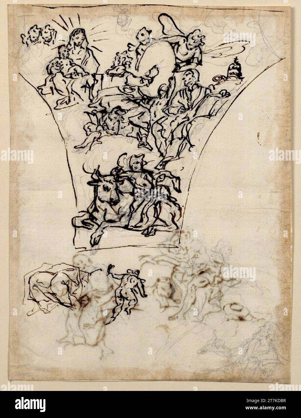 Daniel Gran Evangelist Lukas devant la Madone. FEDER sur les poignées en plomb Banque D'Images