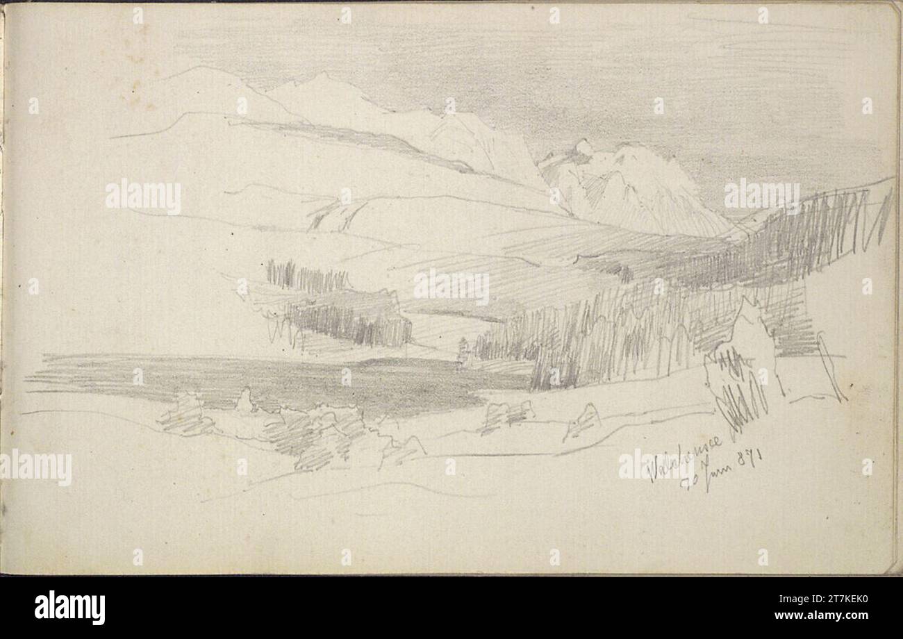 Carl Schuch Walchensee (tête debout dans le carnet de croquis). Crayon 30. Juni 1871 (Carnet de croquis : 1870-1872) Banque D'Images