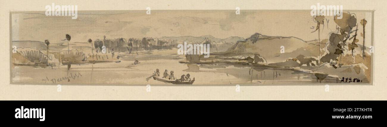 Josef Selleny et un rendez-vous naïf. Crayon, aquarelle Banque D'Images