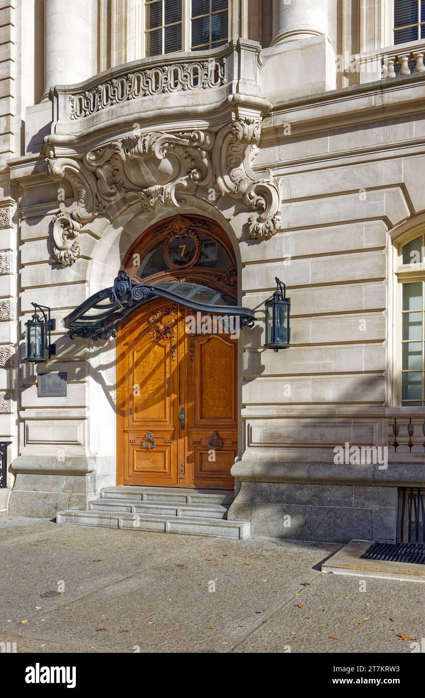 9 East 72nd Street, Henry T. et Jessie Sloane House, un monument des Beaux-Arts érigé en 1896, conçu par Carrère & Hastings. Banque D'Images