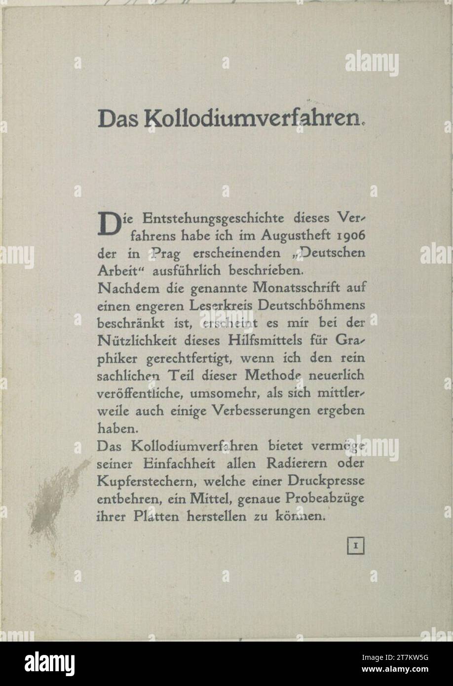 Richard Teschner approche d'août Roth sur la procédure du collodium, auto-publié, mars 1907. Book Pressure 1915 (Sketchbook : 1915-1947) Banque D'Images