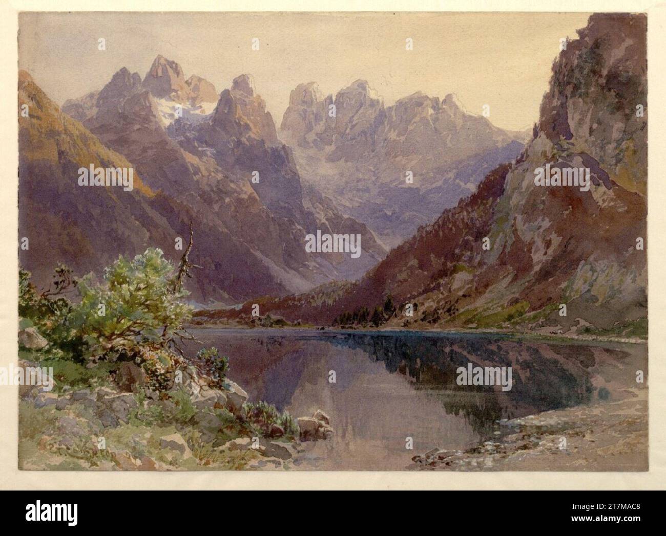 Edward Theodore Compton vue du Dürrensee. Crayon, aquarelle, blanc rehaussé 1904 , 1904 Banque D'Images