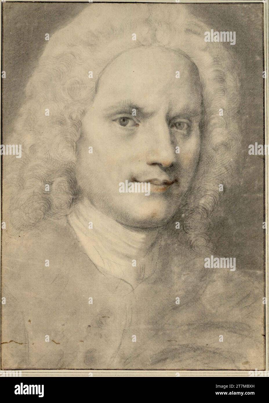 Balthasar Denner portrait demi-longueur d'un cavalier. Craie noire, rougeâtre Banque D'Images