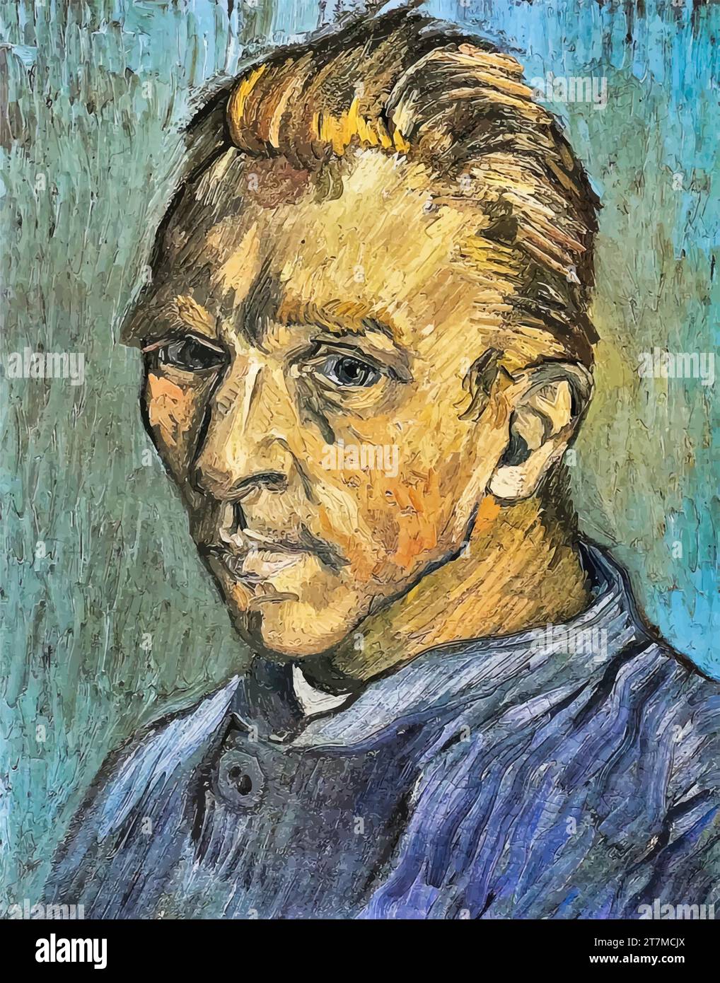 'Autoportrait sans barbe, 1889 (huile sur toile) de l'artiste Gogh, Vincent van (1853-90) / Néerlandais' Illustration de Vecteur