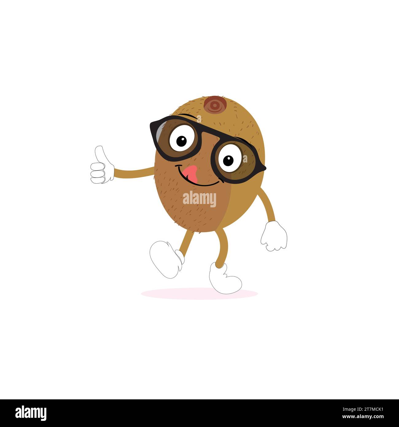 Kiwi fruit sourit. Émoticônes de dessin animé mignon. Icônes emoji. Personnage kiwi avec un visage cool et des lunettes de soleil. Parfait pour les enfants, la marchandise et l'autocollant Illustration de Vecteur