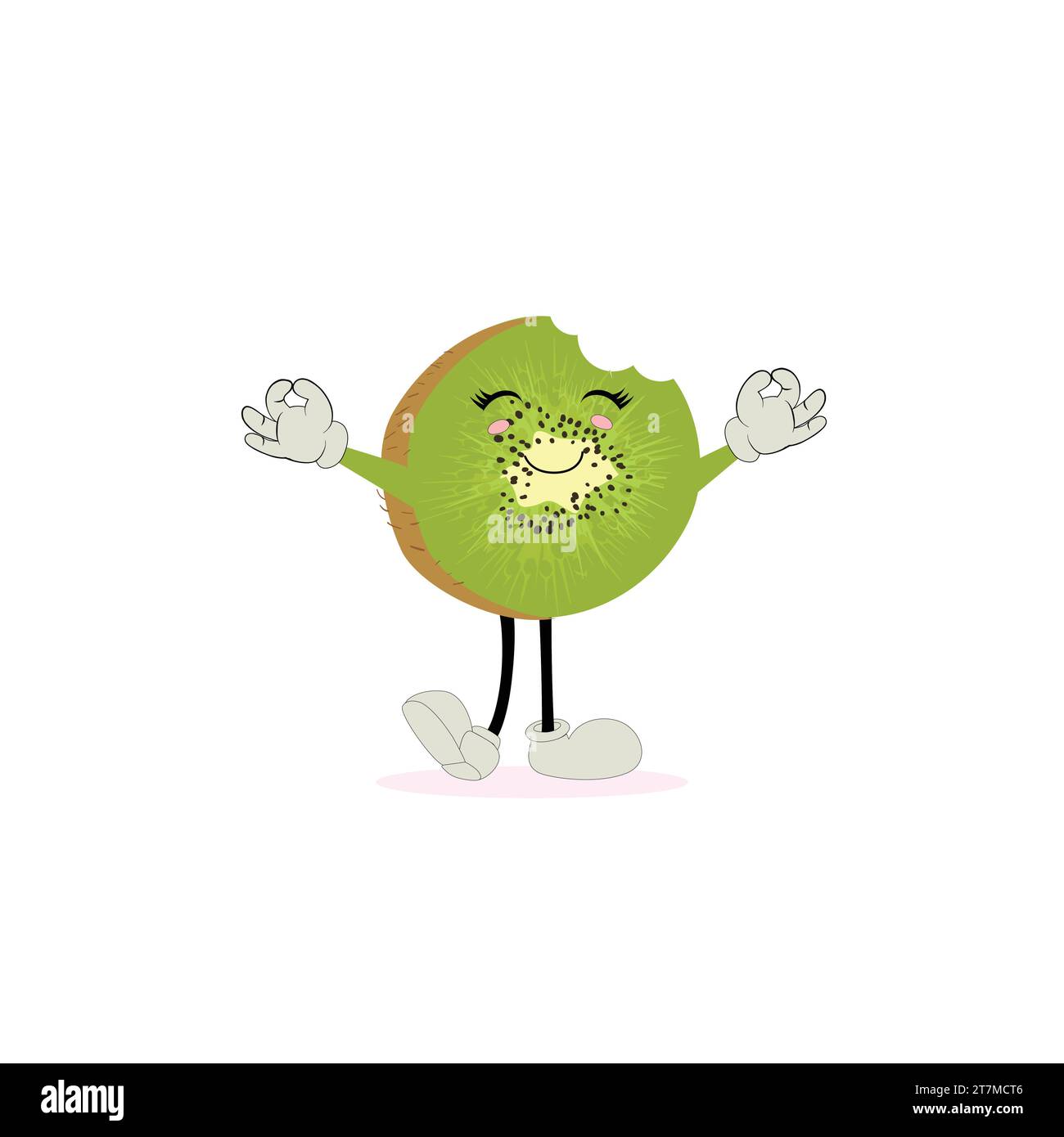 Kiwi fruit sourit. Émoticônes de dessin animé mignon. Icônes emoji. Personnage kiwi avec un visage cool et des lunettes de soleil. Parfait pour les enfants, la marchandise et l'autocollant Illustration de Vecteur