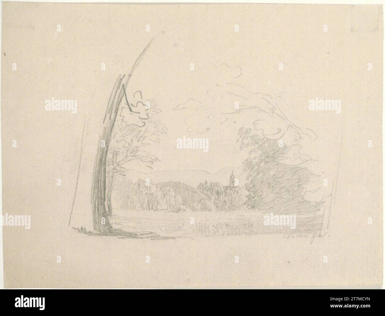 Matthias Rudolf Toma Paysage avec une vue d'un stylo. Crayon Banque D'Images
