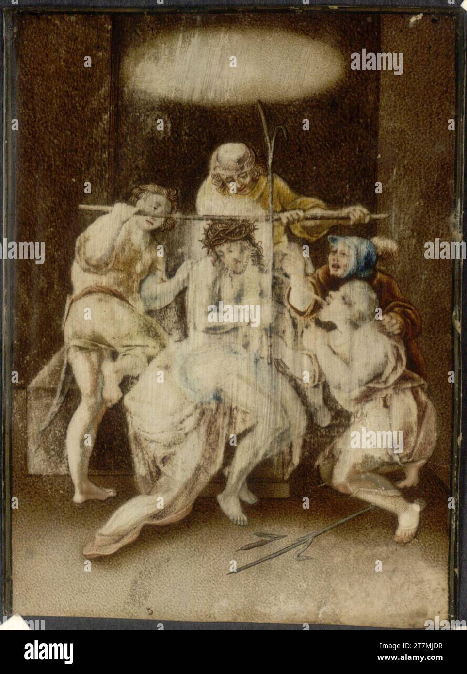 Coronation anonyme de Collection du Christ, image de dévotion sur parchemin. Aquarell, Pergament 1700-1800, 1700/1800 Banque D'Images