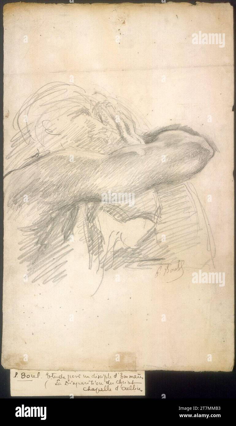 Paul Borel Arm étude pour la figure centrale du tableau 'les disciples à Emmaus' (église scolaire Saint Thomas d'Aquin à Oullins). Crayon Banque D'Images