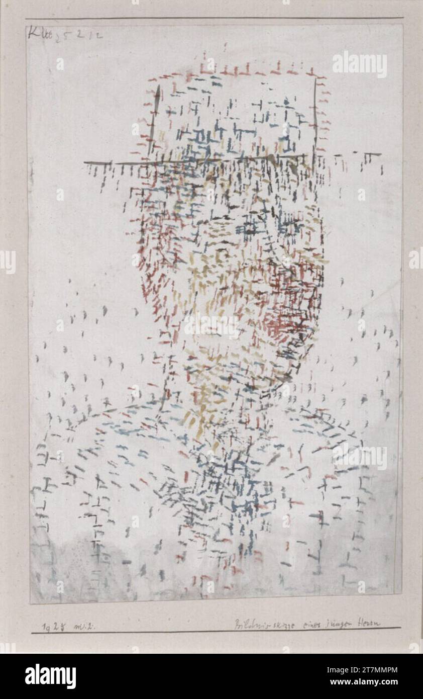 Paul Klee Portrait esquisse d'un jeune gentleman. Aquarelle sur fond de craie sur papier sur carton 1925, 32 (M 2) Banque D'Images