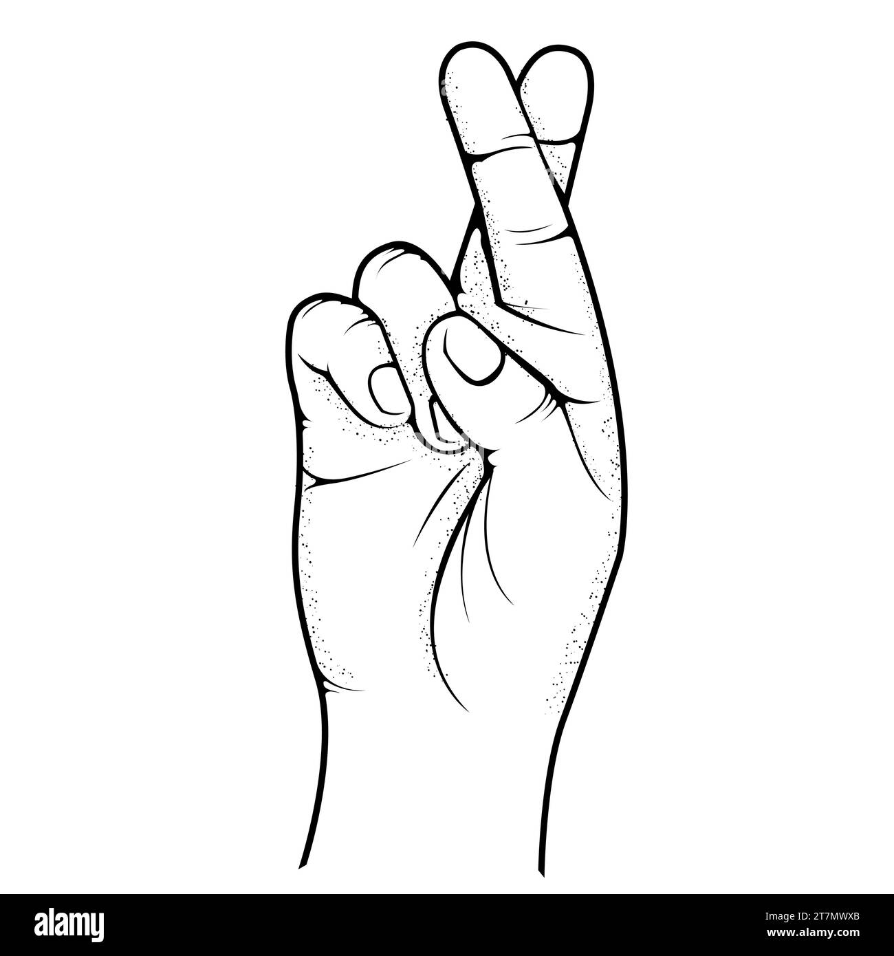 Geste de main de doigts croisés, signe de bonne chance et espoir de succès, fausse promesse et symbole de fortune, vecteur Illustration de Vecteur