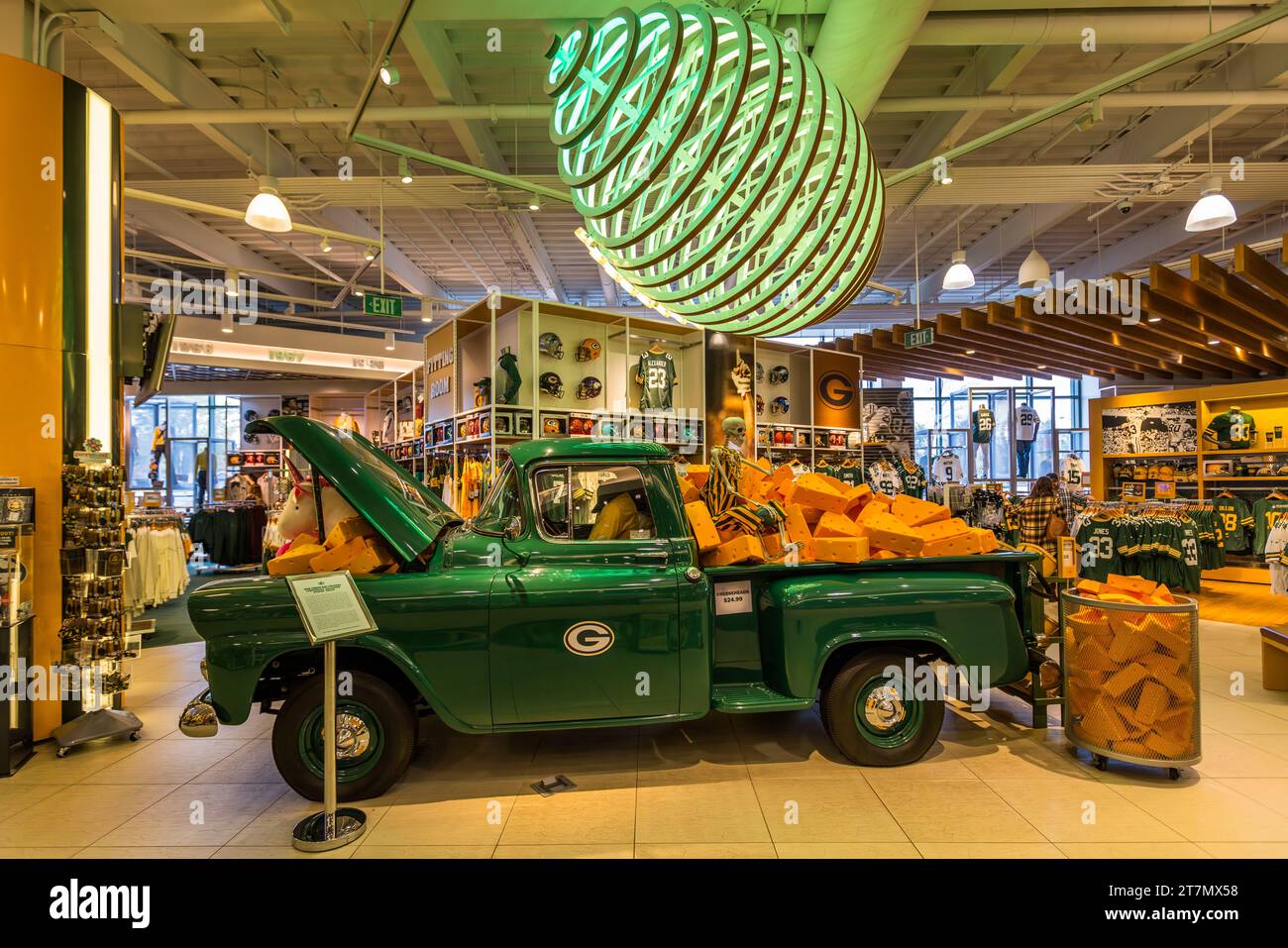 Fan Shop of Greenbay Packers (têtes de fromage) American football Club, Green Bay, États-Unis Banque D'Images