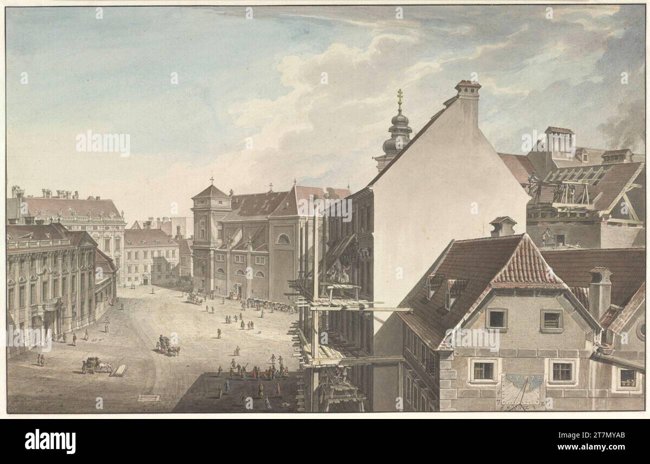 Carl Schütz le Freyung à Vienne. FEDER en noir, aquarelle vers 1787 Banque D'Images