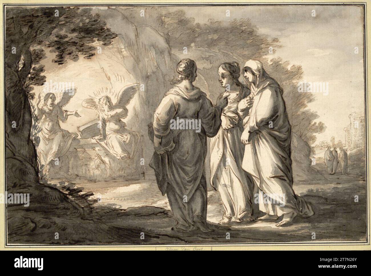 Adam van Noort les trois Marien am Grabe. FEDER en marron, gris. Banque D'Images