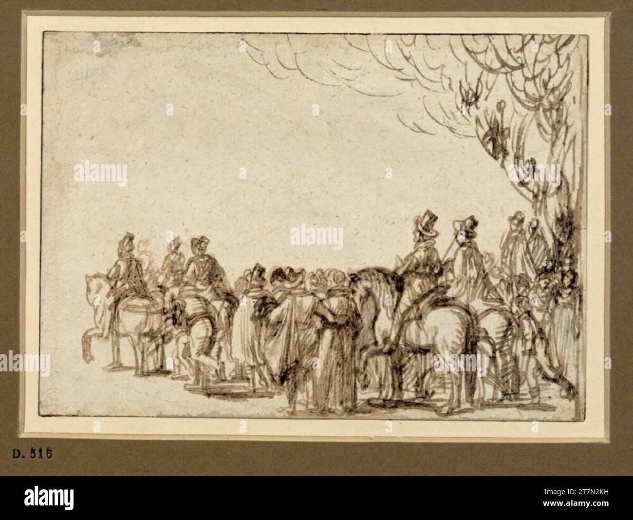 Adam Elsheimer quantité de gens à un événement festif. FEDER, encre Banque D'Images