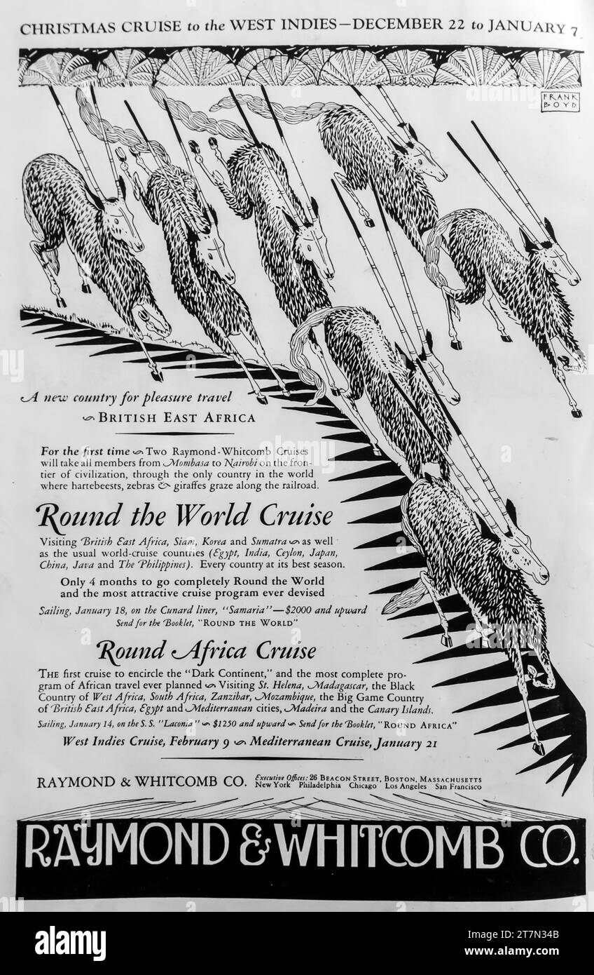 1927 Raymond-Whitcomb annonce croisière autour du monde Banque D'Images