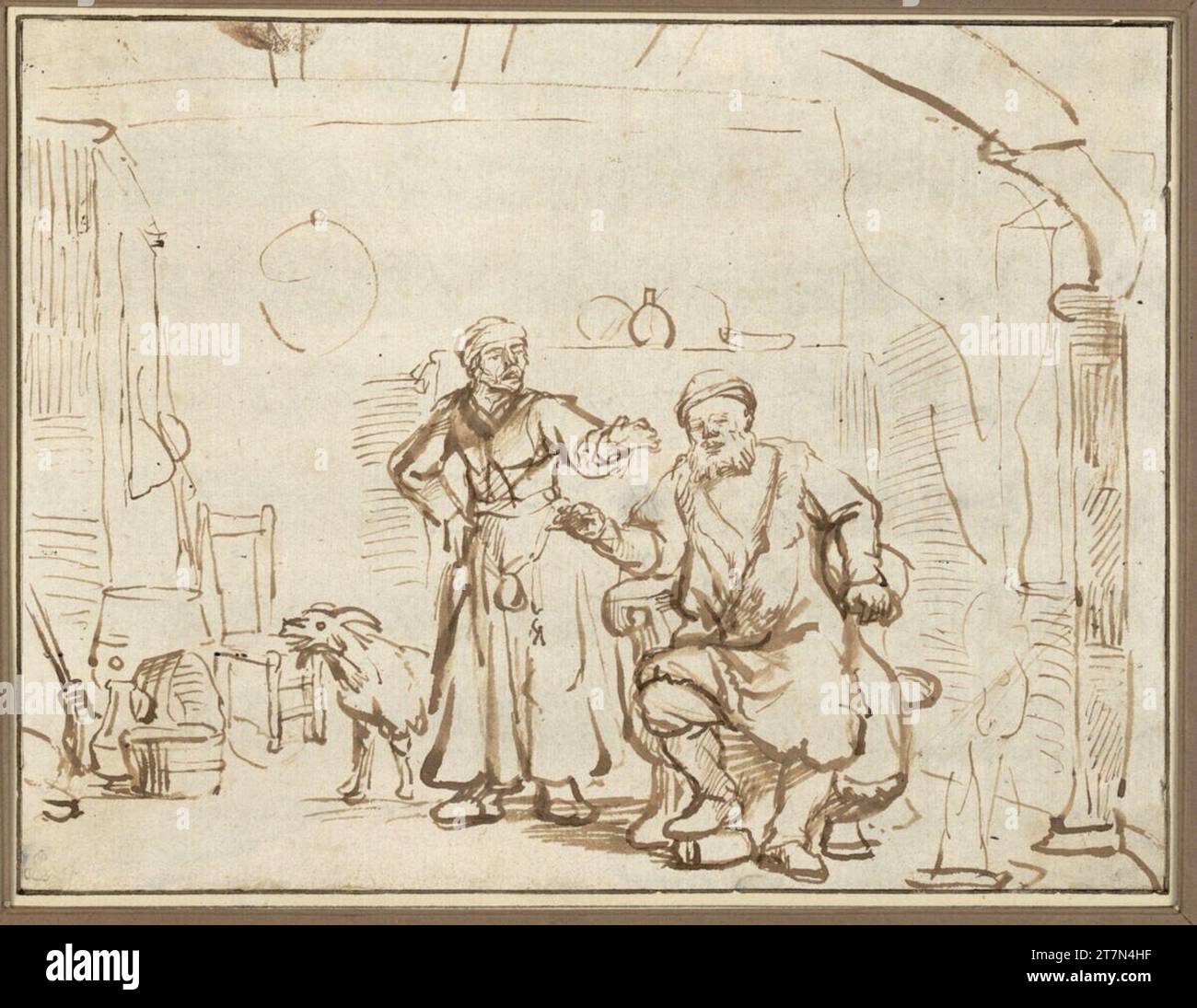 Samuel van Hoogstraten Tobias avec la chèvre. FEDER en brun vers 1650 Banque D'Images