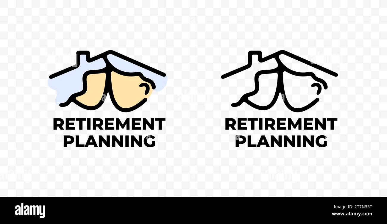 Planification de la retraite, couple de personnes âgées et toit, graphisme. Pension, maison de retraite et maison pour personnes âgées, conception vectorielle et illustration Illustration de Vecteur